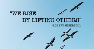 Flying Geese with a quote We Rise by Lifting Others by Robert Ingersol