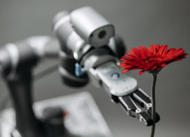 Robot holding flower